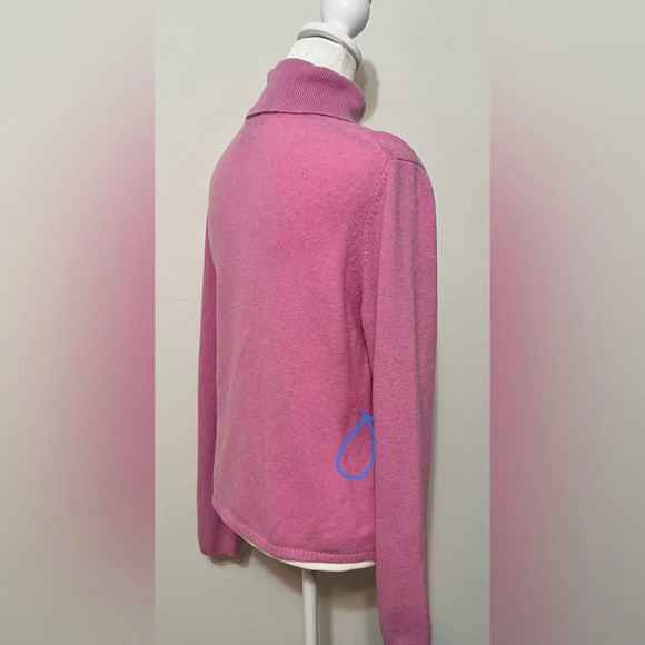 EVIE Cashmere Wool Blend Turtleneck Sweater Pink Large - Picture 10 of 15
